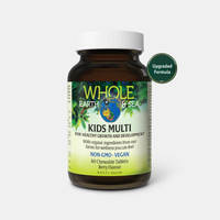 Kids Multi vegan chewable tablets with vitamins and minerals for children’s healthy growth and development.