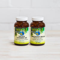 Pregnancy Support Bundle with Pregnancy Multi and Vegan Vitamin D3 for healthy pregnancy and fetal development support.